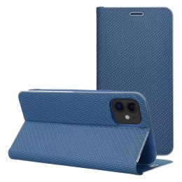 Etui z klapką na iPhone 16e (SE 4 2025) Luna Book Carbon niebieskie