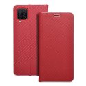 Etui z klapką na Samsung A12 / M12 Luna Book Carbon czerwone
