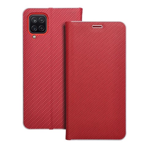 Etui z klapką na Samsung A12 / M12 Luna Book Carbon czerwone