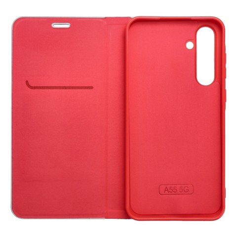 Etui z klapką na Samsung A12 / M12 Luna Book Carbon czerwone