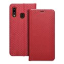 Etui z klapką na Samsung A20e Luna Book Carbon czerwone