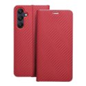 Etui z klapką na Samsung A25 5G Luna Book Carbon czerwone