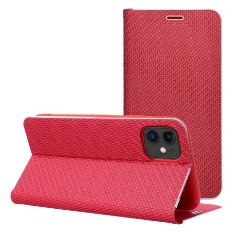 Etui z klapką na iPhone 17 AIR Luna Book Carbon czerwone