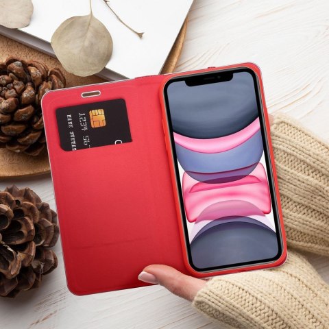 Etui z klapką na iPhone 17 AIR Luna Book Carbon czerwone