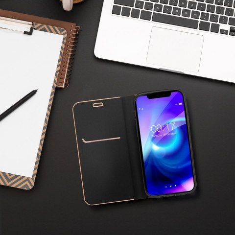 Etui z klapką na iPhone 16 PLUS Luna Book Gold czarne