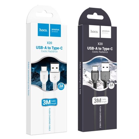 Kabel USB A do USB C Hoco 2,4A 3 m X20 biały