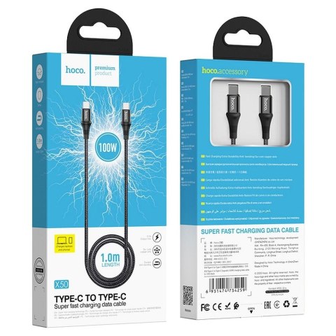 Kabel USB C do USB C Hoco PD 5A 100W 1 m X50 czarny