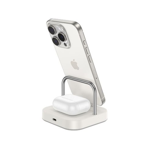 Ładowarka biurkowa Hoco 2w1 USB C PD QC 3A 30W + ładowanie bezprzewodowe 5W CQ16B biała