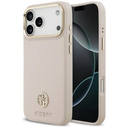 GUESS futerał do IPHONE 17 Pro Max kompatybilny z MagSafe GUHMP17XPGCRMDEP (PU W/ Grained Strass Logo) różowy