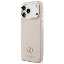 GUESS futerał do IPHONE 17 Pro Max kompatybilny z MagSafe GUHMP17XPGCRMDEP (PU W/ Grained Strass Logo) różowy