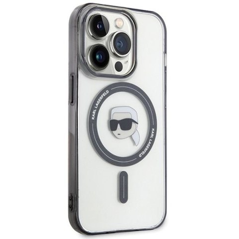 KARL LAGERFELD futerał do IPHONE 15 Pro KLHMP15LHKHNOTK (Karl Head + MAG) transparentny