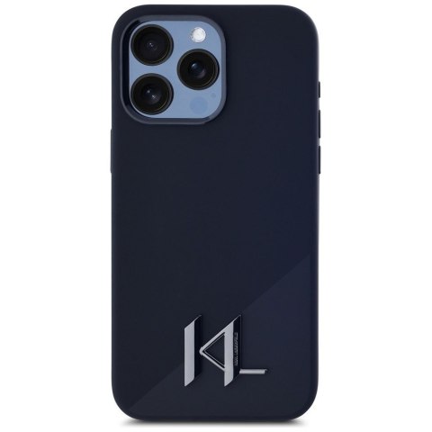 KARL LAGERFELD futerał do IPHONE 15 Pro kompatybilny z MagSafe KLHMP15LSCMKMPCK (Silicone Initial Metal Logo) czarny