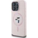 KARL LAGERFELD futerał do IPHONE 16 Plus kompatybilny z MagSafe KLHMP16MSCMKCRHP (Silicone KC Body Ring) różowy