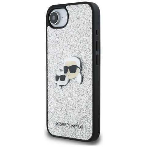 KARL LAGERFELD futerał do IPHONE 16e (SE 4 2025) KLHCPSE4PFGKCPS (Fixed Glitter W/ Ikonik Metal Pin) srebrny