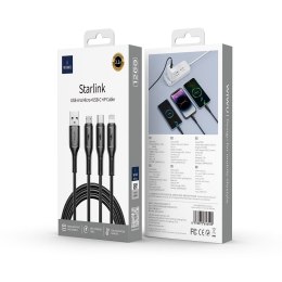 Kabel 3w1 USB A do USB C, Micro USB, Lightning Wiwu 3,1A Wi-C045E 1m czarny