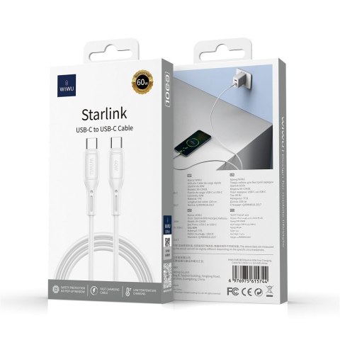 Kabel USB C do USB C Wiwu 30W Wi-C043E biały