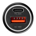 Ładowarka samochodowa Blue Star USB C + USB A QC3.0 PD AFC PPS 3A 25W + kabel USB C do USB C czarna