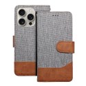 Etui z klapką na iPhone 16 PLUS Jeans Book szare
