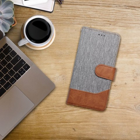 Etui z klapką na iPhone 16 PRO MAX Jeans Book szare