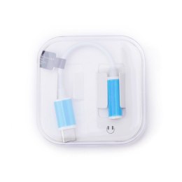 Adapter AUX Typ C (męski) do Jack 3,5 mm (żeński) BOX biały