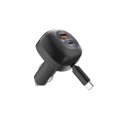 Ładowarka samochodowa Forcell F-Energy Alu USB C + USB A + zwijany kabel USB C PD QC4.0 SFC2.0 3A 75W czarna