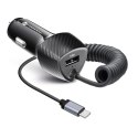 Ładowarka samochodowa Forcell F-Energy Carbon USB A QC3.0 PD 3A 38W z kablem USB C CC50-1AC czarna