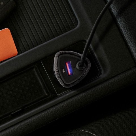 Ładowarka samochodowa Forcell F-Energy Carbon USB A QC3.0 PD 3A 38W z kablem USB C CC50-1AC czarna