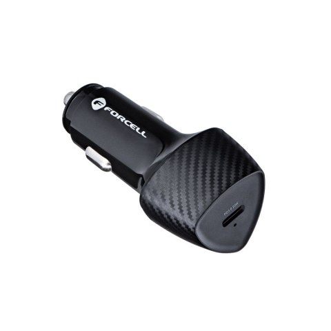 Ładowarka samochodowa Forcell F-Energy Carbon USB C QC3.0 PD 3A 20W + kabel USB C do Lightning CC50-1C czarna