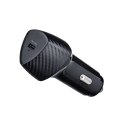 Ładowarka samochodowa Forcell F-Energy Carbon USB C QC3.0 PD 3A 20W + kabel USB C do Lightning CC50-1C czarna