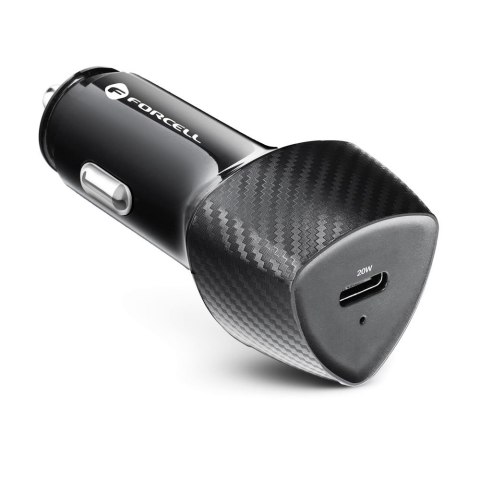 Ładowarka samochodowa Forcell F-Energy Carbon USB C QC3.0 PD 3A 20W + kabel USB C do USB C CC50-1C czarna