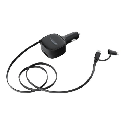 Ładowarka samochodowa VEGER USB C + kabel USB C / Lightning QC PD 84W CC89 czarna
