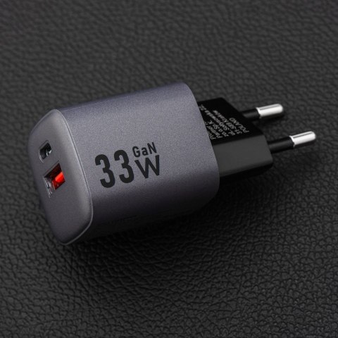 Ładowarka sieciowa do telefonu Forcell F-Energy GaN USB C + USB A QC4.0 PD 3A 33W VT-31 szara