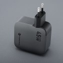 Ładowarka sieciowa do telefonu Forcell F-Energy GaN USB C + zwijany kabel USB C PD QC4.0 3A 45W VT-R5 szara