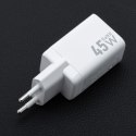 Ładowarka sieciowa do telefonu Forcell F-Energy Mini GaN III 2 x USB C PD QC4.0 45W VT-36B biała