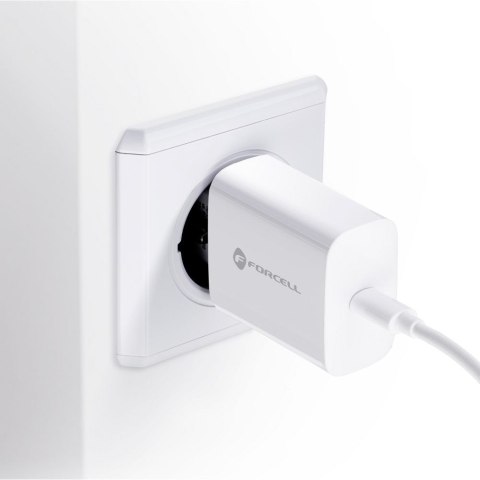 Ładowarka sieciowa do telefonu Forcell F-Energy USB C QC4.0 PD 3A 20W + kabel USB C do Lightning TFK-TC-20WPD biała