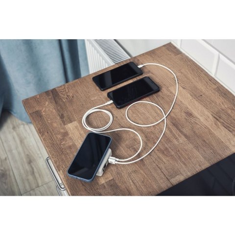 Wielofunkcyjna ładowarka Forcell F-Energy 4w1 2 x USB A + USB C 15W + power bank 8000mAh + ładowanie bezprzewodowe biała