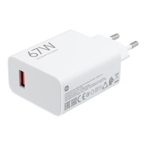 XIAOMI oryginalna ładowarka sieciowa USB A QC3.0 3A 67W MDY-12-EH biała bulk