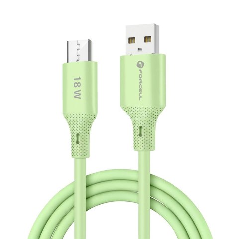 Kabel USB A do Micro USB Forcell F-Energy QC3.0 2,4A 18W Silicone 1 m C341 zielony