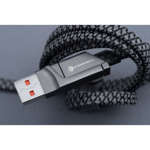 Kabel 4w1 USB C / USB A do USB C / Lightning Forcell F-Energy QC PD 3A 60W 1 m C241 chrom