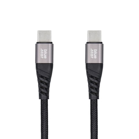 Kabel USB C do USB C Blue Star 3A 60W PD QC4.0 z oplotem 1,2 m TFK-DC-003 czarny