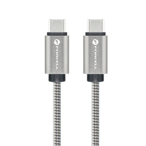 Kabel USB C do USB C Forcell F-Energy QC4.0 PD 3A 60W Metal 1 m C237 srebrny