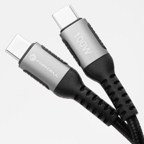 Kabel USB C do USB C Forcell F-Energy QC4.0 PD 5A 100W Cafule 0,25 m C260 czarny