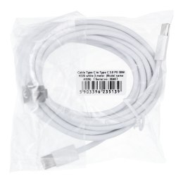 Kabel USB C do USB C PD QC3.0 3A 30W 3 m HD26 biały