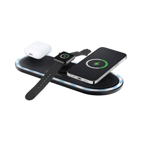 Ładowarka indukcyjna Forcell F-Energy Ellipse 3w1 Qi QC 15W kompatybilna z Apple + kabel USB C do USB A czarna