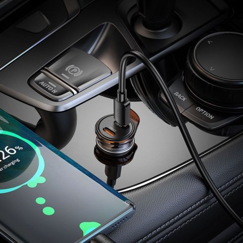Ładowarka samochodowa Hoco 2 x USB C QC PD 45W NZ16B szara