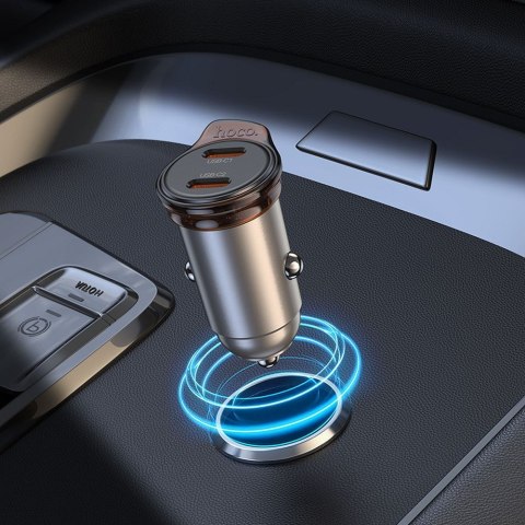 Ładowarka samochodowa Hoco 2 x USB C QC PD 45W NZ16B szara