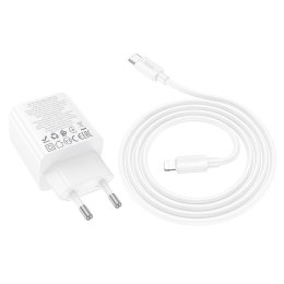 Ładowarka sieciowa do telefonu Hoco 2 x USB C + 2 x USB A QC3.0 PD 3A 30W + kabel USB C do Lightning N56 biała