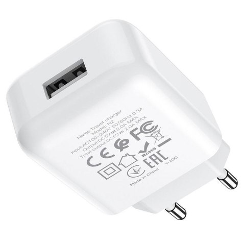 Ładowarka sieciowa do telefonu Hoco USB A 2A 10W + kabel USB A do Lightning N2 biała