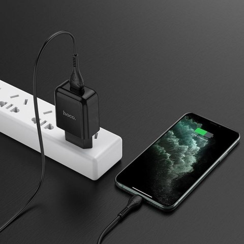 Ładowarka sieciowa do telefonu Hoco USB A 2A 10W + kabel USB A do Lightning N2 czarna
