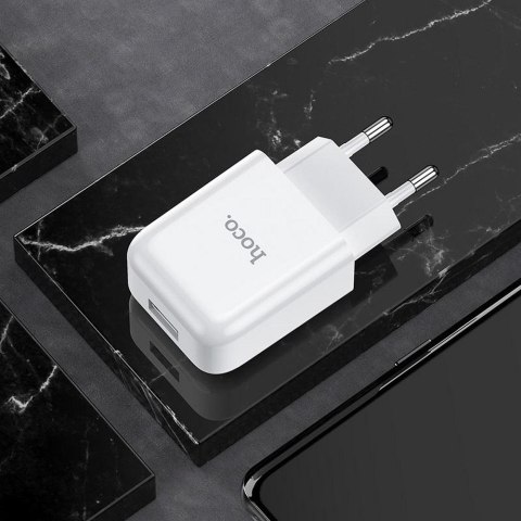 Ładowarka sieciowa do telefonu Hoco USB A 2A 10W + kabel USB A do USB C N2 biała